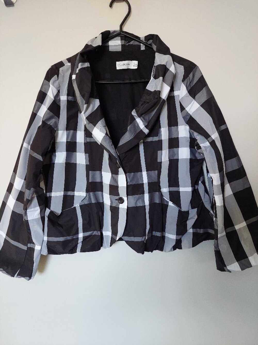 LUUKAA Women's Size 14 black and white check blazer jacket